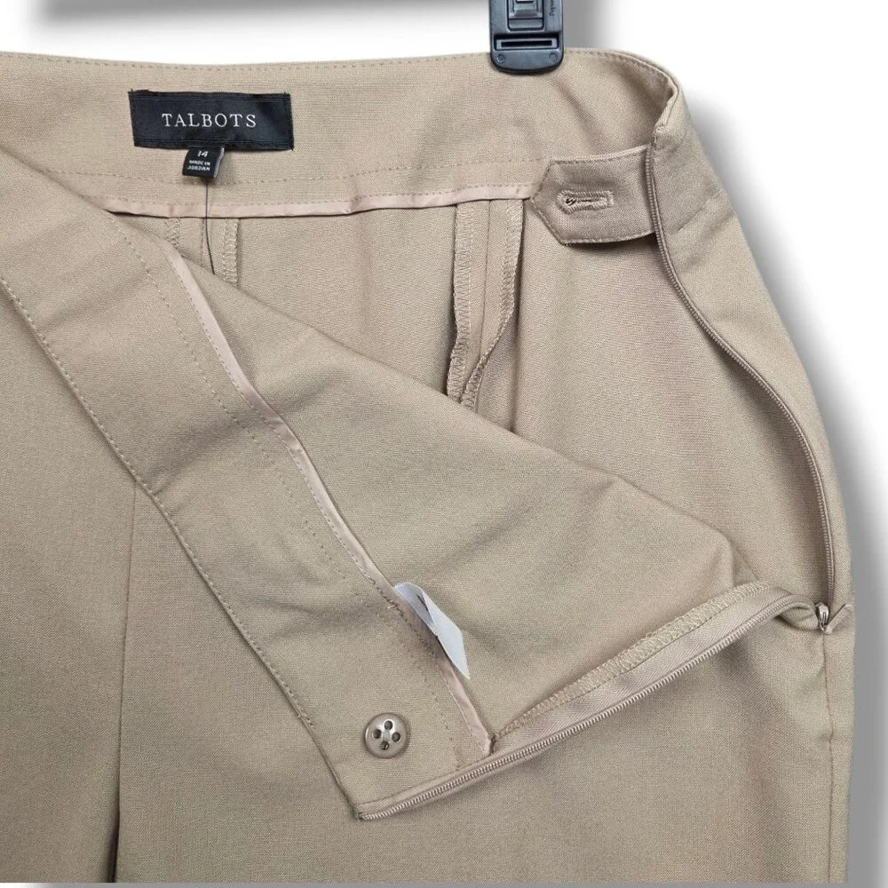 Talbots Hollywood Trouser Womens 14 Beige‎ Straight High Rise